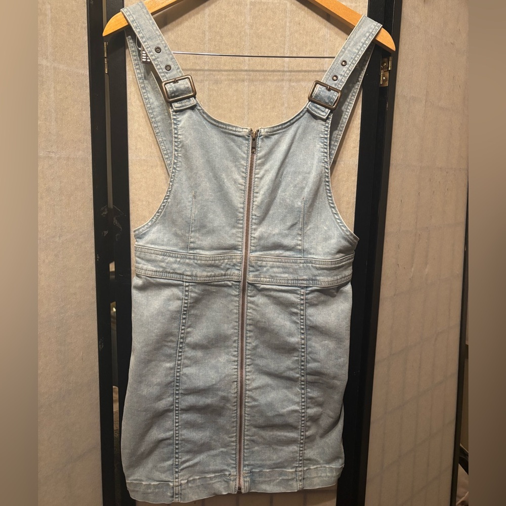 FREE PEOPLE Denim Overall Dress Romper, Cotton Modal Blend